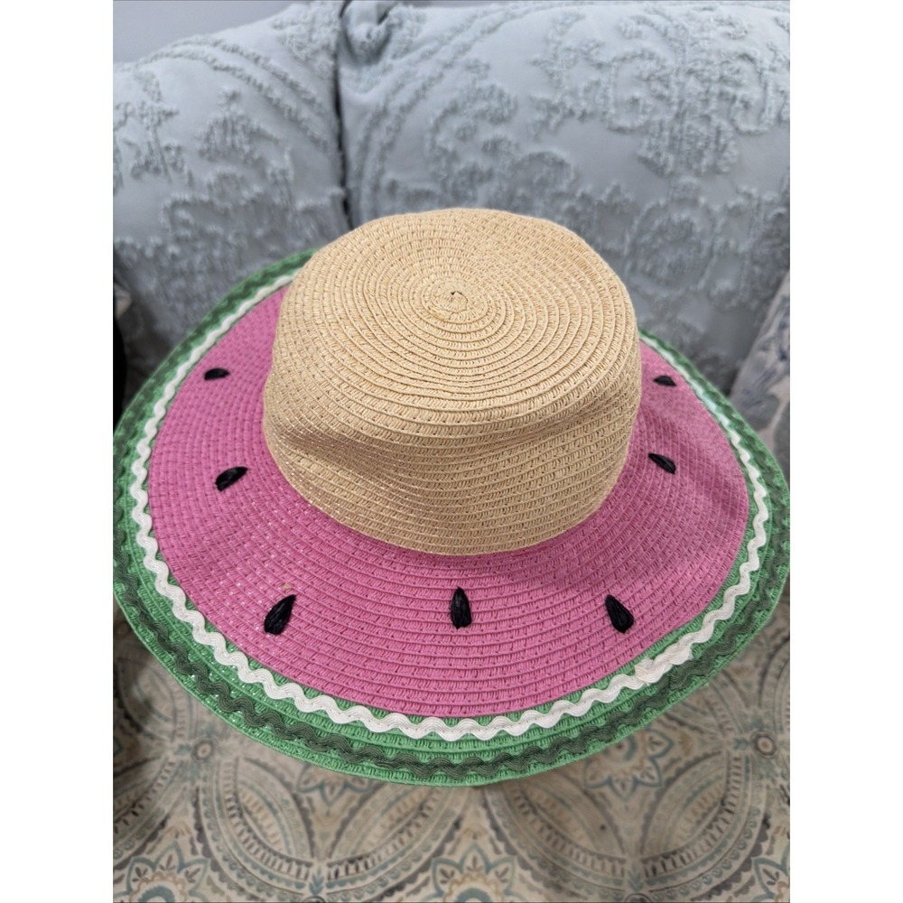 Watermelon Sun Hat Small Girl Child Straw Headband - Picture 2 of 13